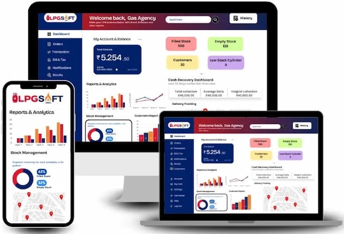 LPGSoft Gas Agency Software Dashboard